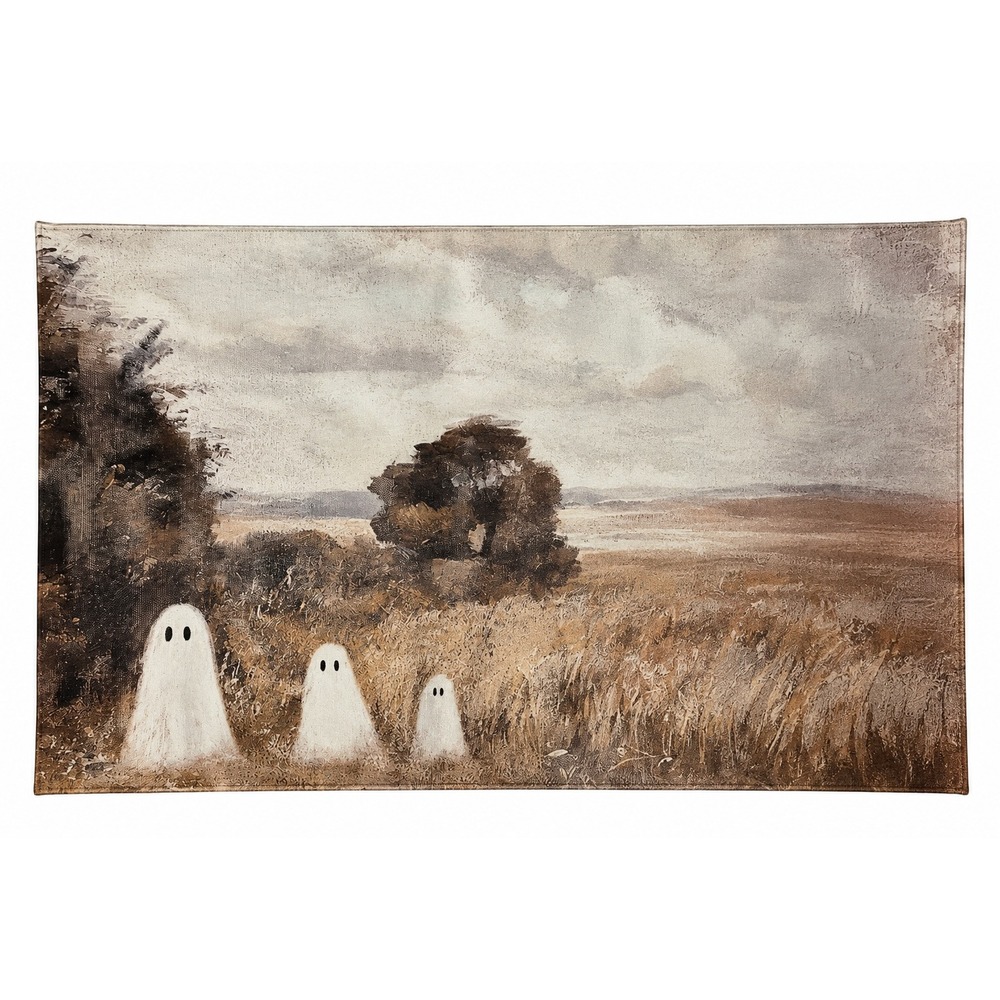 Ghosts in Field Wall Tapestry Rustic Halloween Autumn Landscape Textile Art OS